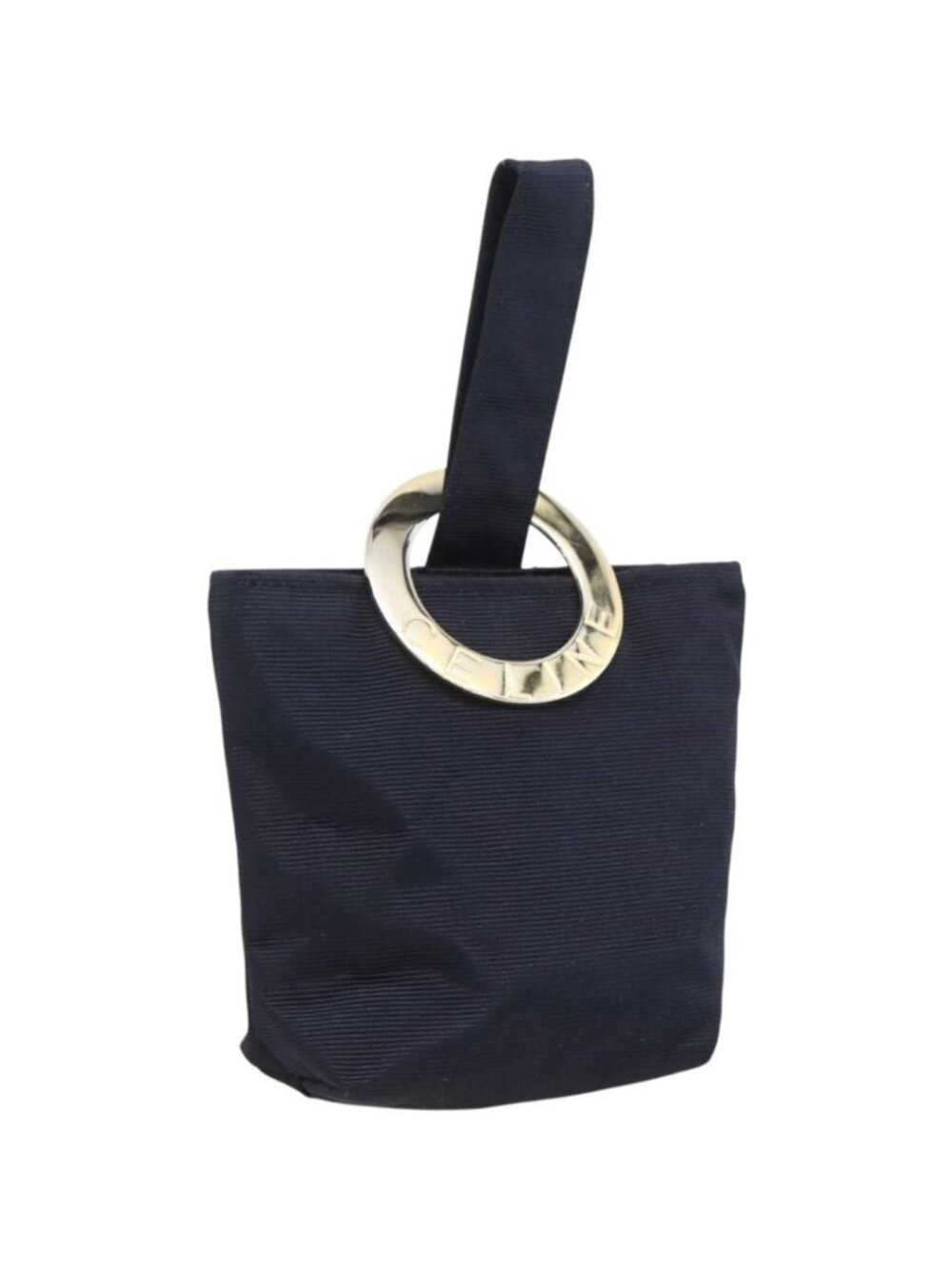 CELINE Circle Pouch Nylon Navy Gold